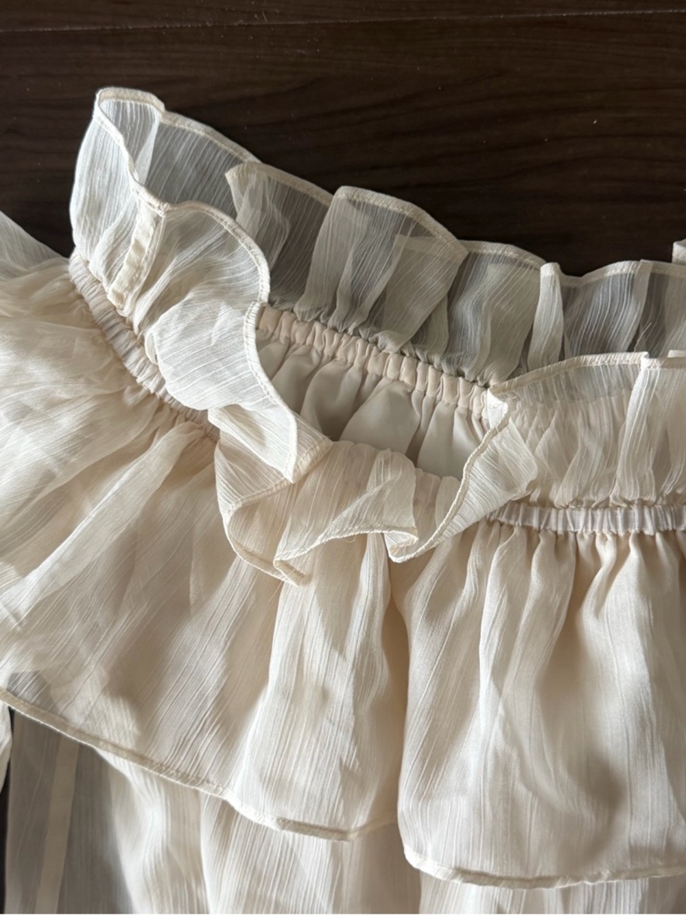 Cream Off-Shoulder Ruffle Blouse - Picture 2 of 3